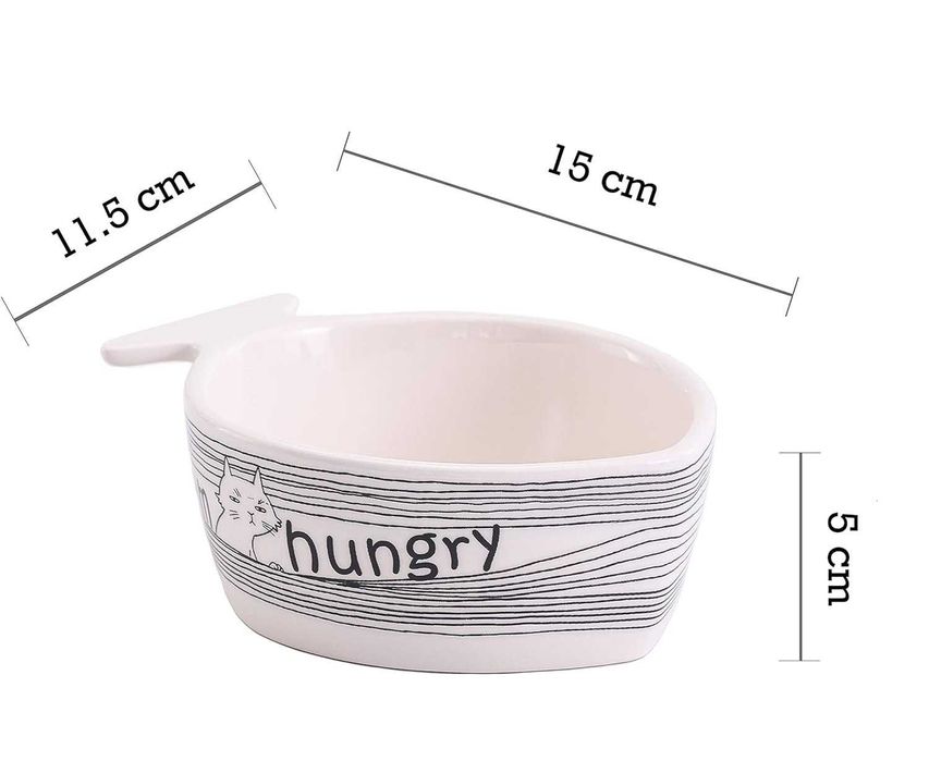Miska dla kota, ceramiczna miseczka w kształcie ryby, 300ml