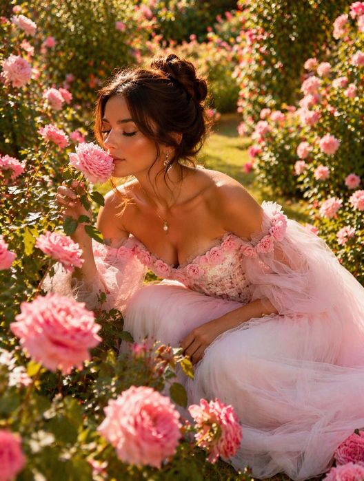 Sukienka ślubna z różyczkami