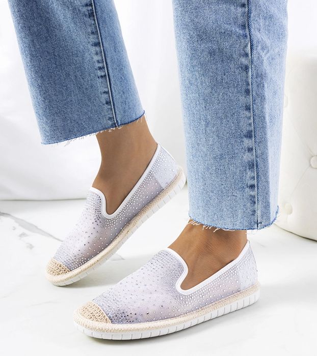 Białe espadryle z cyrkoniami Punter