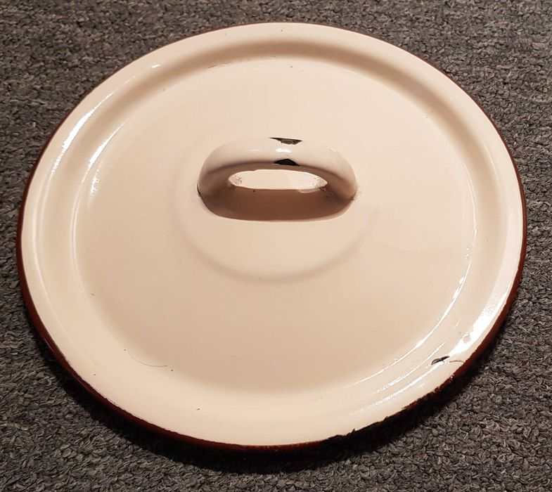 Pokrywka stalowa, emaliowana do garnka, beżowa