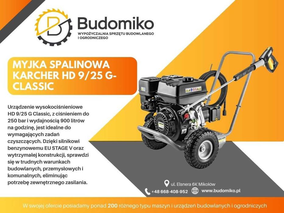 Wynajem myjka cisnieniowa  spalinowa Karcher/ gorąca woda /talerz