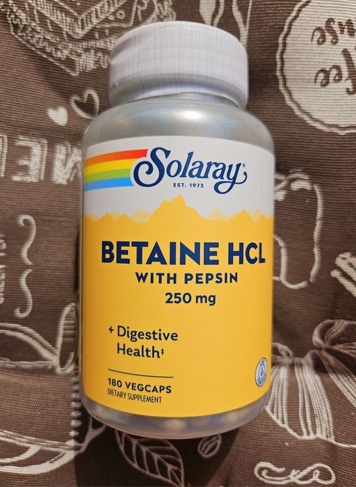 Solaray бетаїн бетаин betaine hcl гідрохлорид з цинк пепсин 250 мг