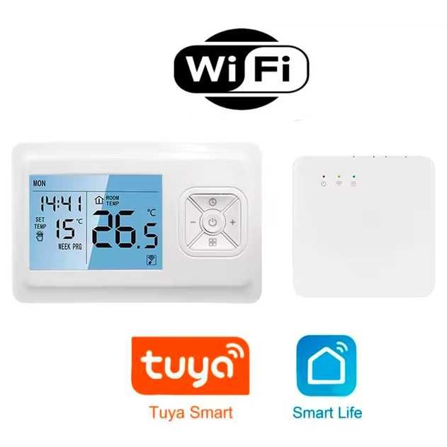 Wi-Fi термостат з бездротовим підключенням до котла (Tuya/Smart Life)