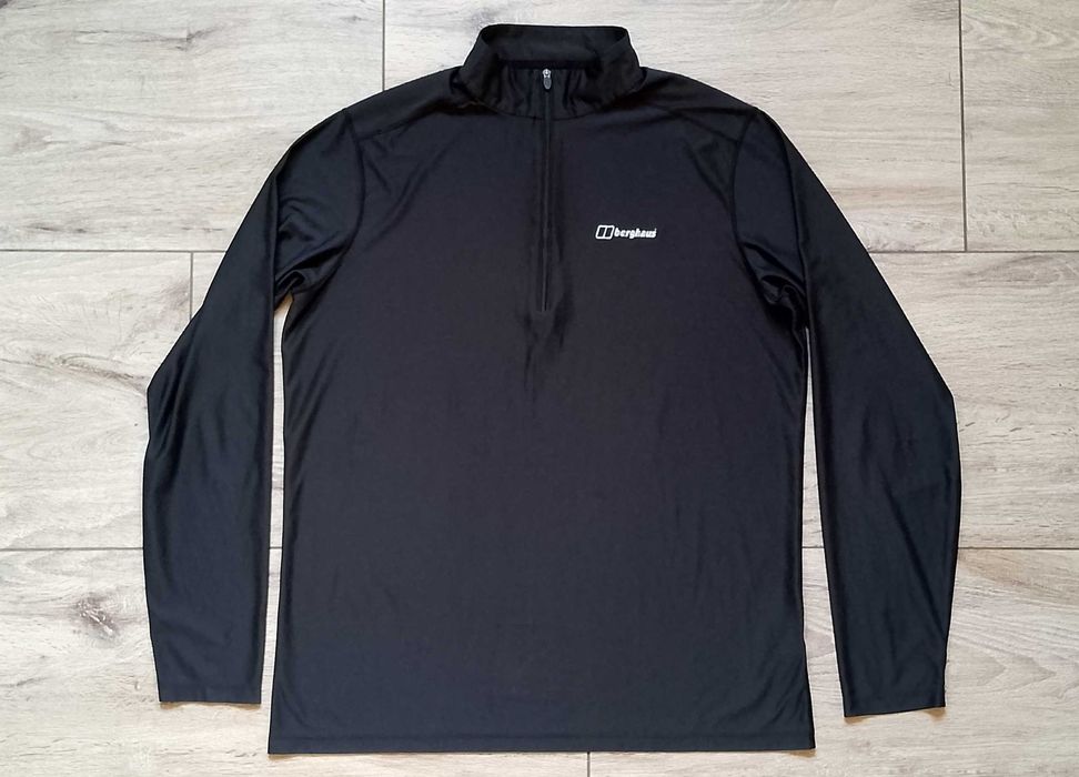 Спортивна кофта Berghaus лонгслів 1/4 Zip зіпка чоловічий розмір XL чорний колір поліестер