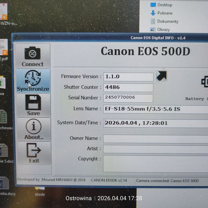 Canon 500D obiek. 18-55, Full Pack, 4486 zdjeć, Idealny. GRATISY