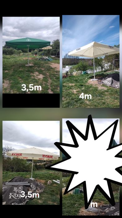 Parasole ogrodowe duże 3,5 i 4m, jak nowe, podstawa
