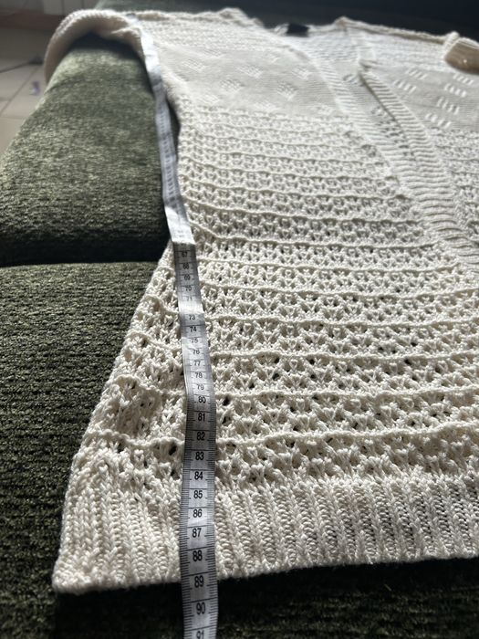 Kardigan damski 38 długi kremowy ażurowy Vila