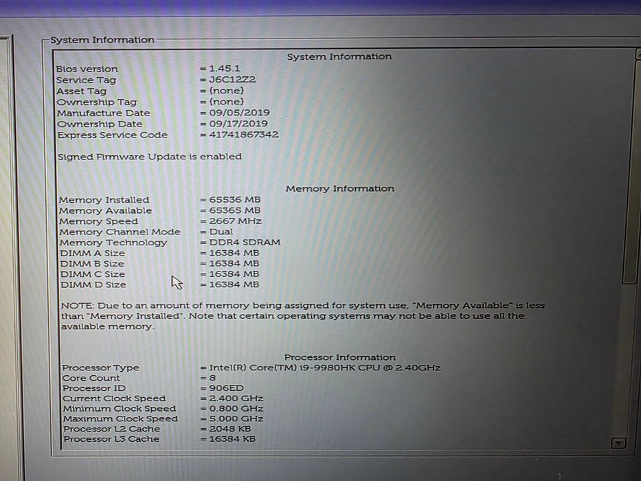 Stacja robocza Dell Precision 7740 i9-9980HK 17.3" 64GB RAM, 512GB SSD nowa bateria