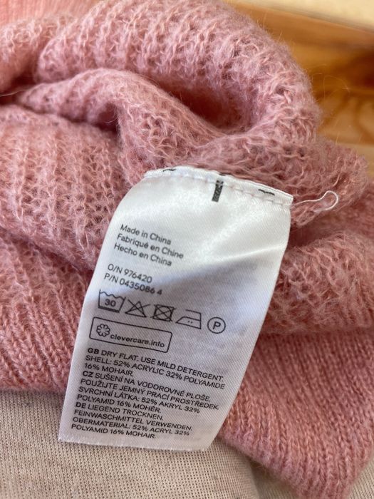 H&M sweter moher pudrowy róż