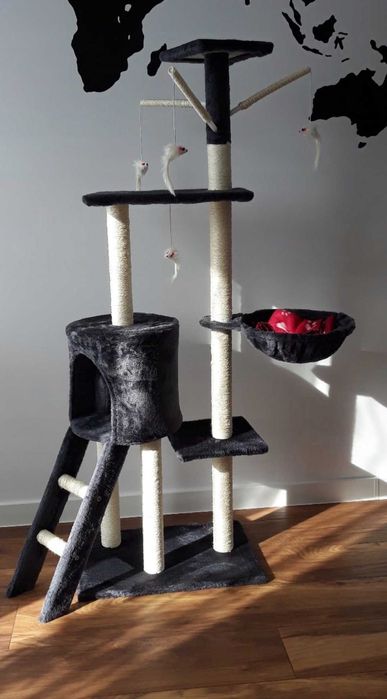Duży Drapak dla Kota 138cm Drzewko Domek Drabinka NOWY grafit Pobranie