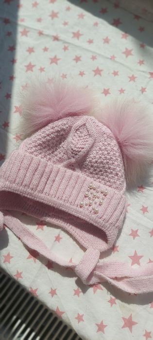 Шапочка зимняя для девочки с 3 месяцев