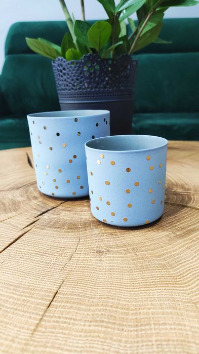 Komplet 2 świeczników „Iman Blue” kolor Baby blue