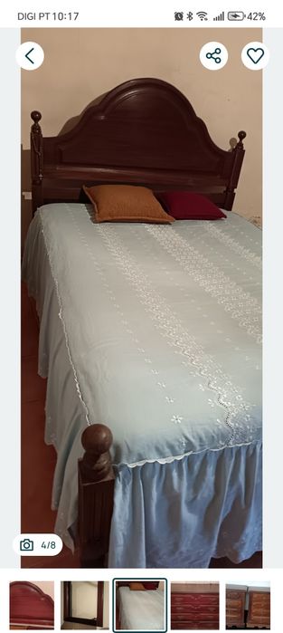 Conjunto de móveis de quarto em madeira maciça, com mais de 35 anos