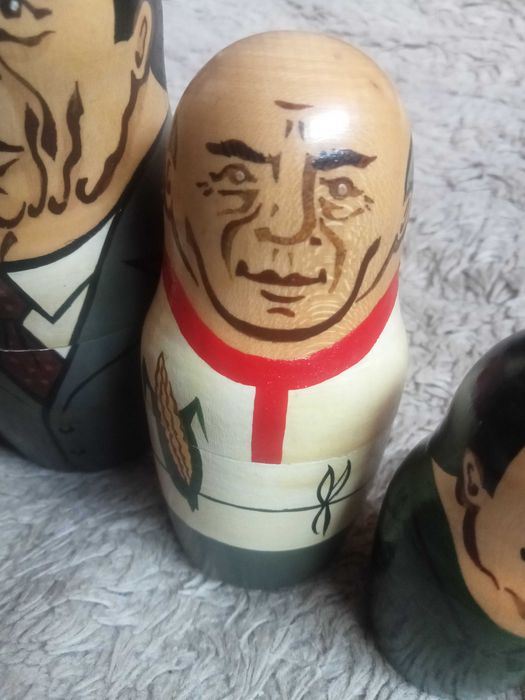 Matrioszka Baba Stara Zabawka Stalin Lenin Breżniew Gorbaczow Drewno
