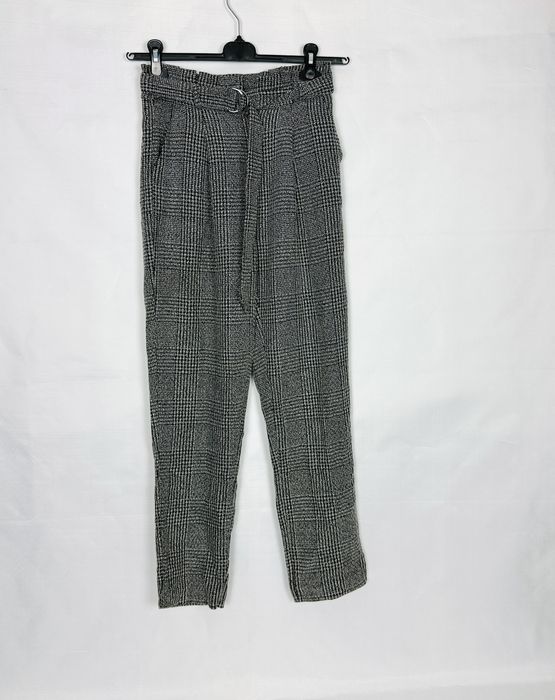 Spodnie w kratkę z wysoką talią S 36