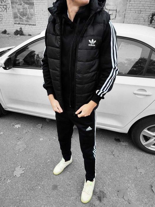 Розпродаж Зимовий чоловічий спортивний костюм Adidas чорний