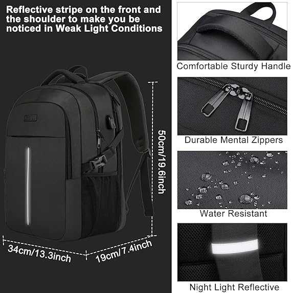 Plecak podróżny 50L na laptopa 17,3" TSA USB wodoodporny