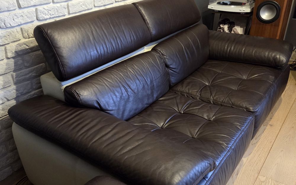 Sofa, kanapa skórzana, 198cm x 105cm, premium, super stan