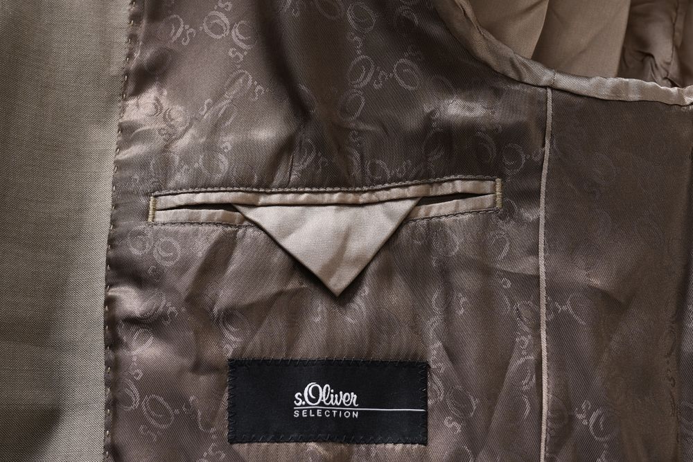 S.OLIVER beżowa marynarka męska Genua regular fit 45% wełna r. 48