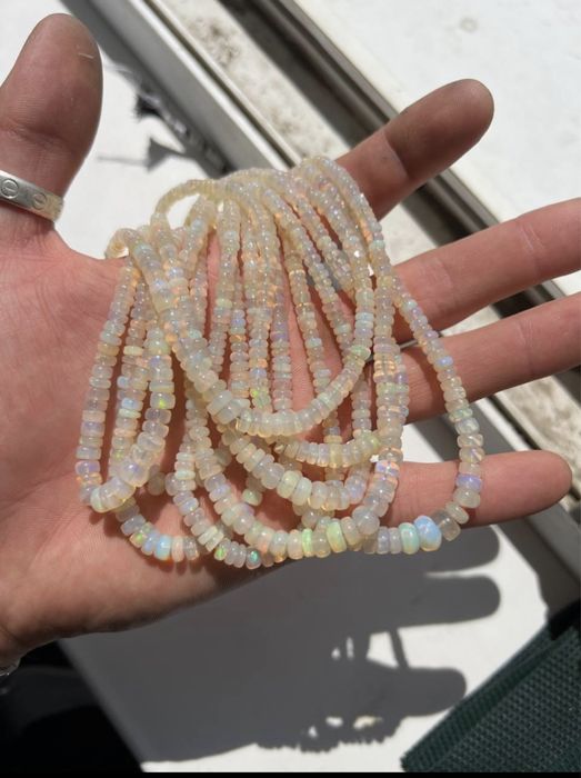 Нить опала опал эфиопский бусы браслет белый опал браслет