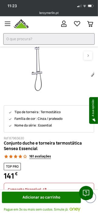 Conjunto duche e torneira termostática Sensea Essencial