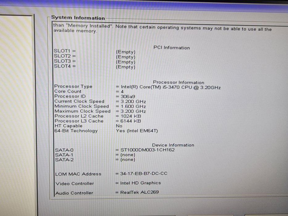 Dell 7010 i5-3470, Ram 16Gb, HDD 1000Gb