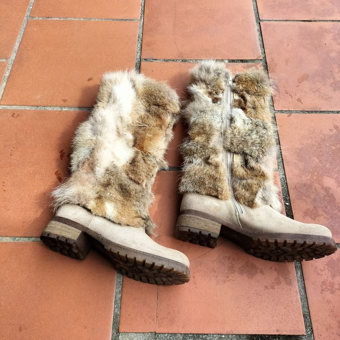 Botas de neve de pele de coelho