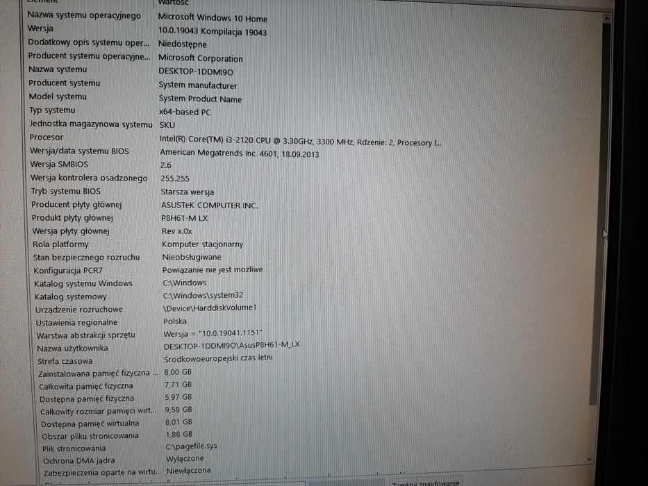 Komputer stacjonarny Intel i3 3.3GHz, Dual-Core Asus P8H61-M LX Rev3.0