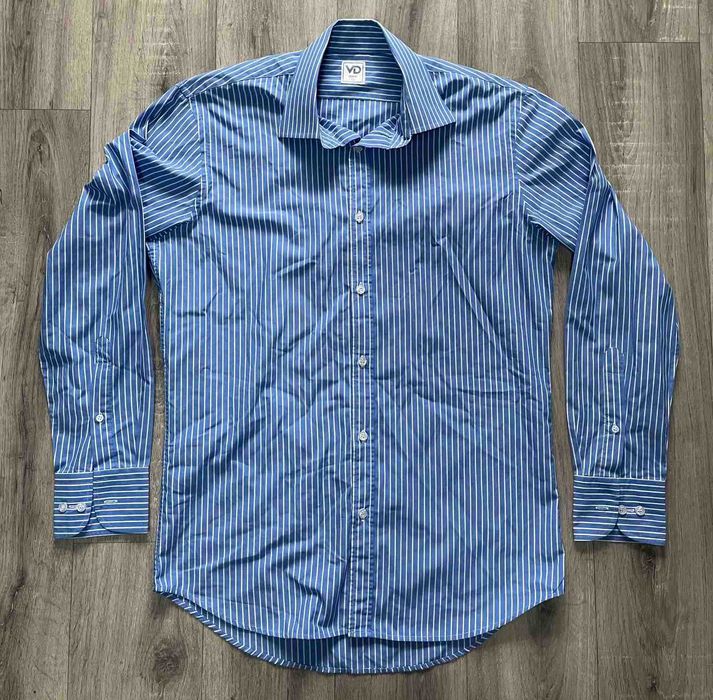 Рубашка Голубая с белой полосой длинный рукав VD One р.40
