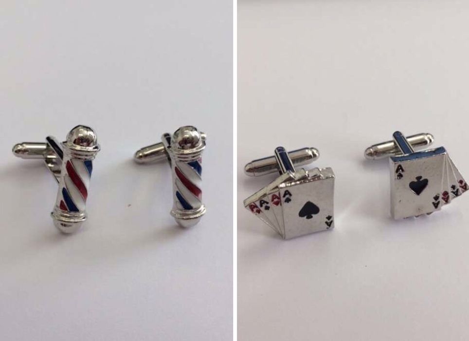 Botões de punho poker | ases | cartas | poste barbearia
