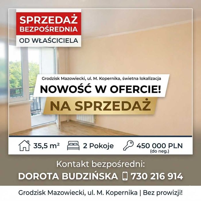 Sprzedam mieszkanie 2 pokojowe, 35,5 m², Kopernika – Grodzisk Mazowiecki
