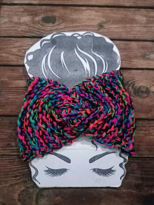 Opaska zimowa, turban Węzeł szeroka Zima Hand Made Ręcznie robiona