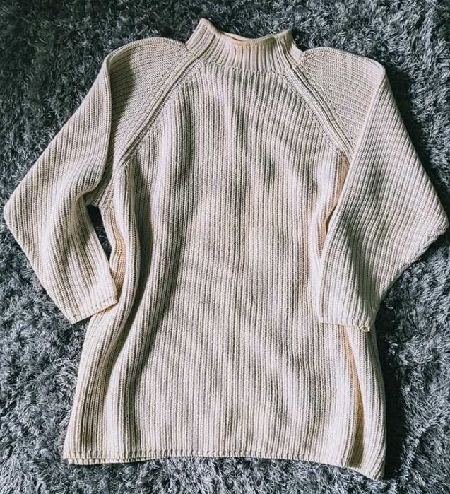 Sweterek ze złotym lurexem półgolf uniwersalny plus size stan idealny