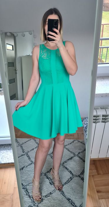 Zielona sukienka z koronką na studniówkę/wesele Mohito 36