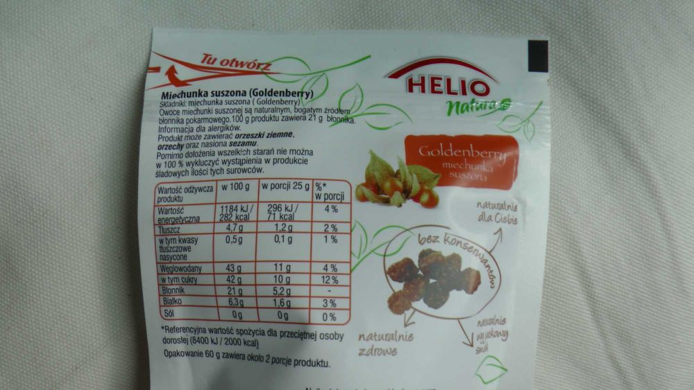 Miechunka Goldenberry Miechunka suszona Helio Natura 60g,