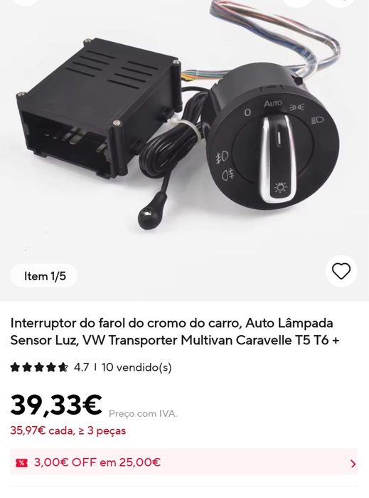 Interruptor de luz automático Para vw transporter T5