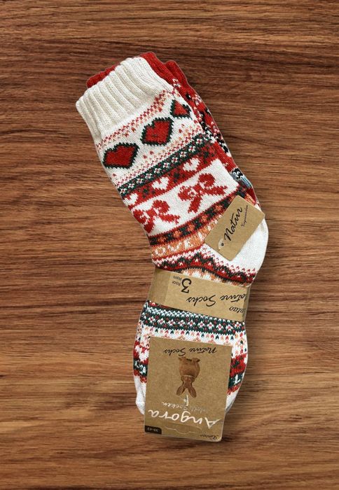 Skarpety damskie wełniane z angory 3 pary 30 zł