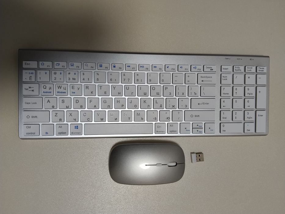 Беспроводная клавиатура и мышь Jomaa Slim с акб.  Bluetooth, 2.4G, USB