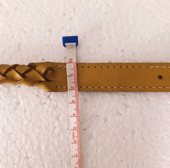 Coleira para cão em pele genuína trabalhada mão amarelo mostarda 60cm