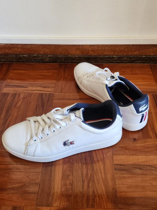 Ténis Lacoste, em pele, branco, tamanho 41