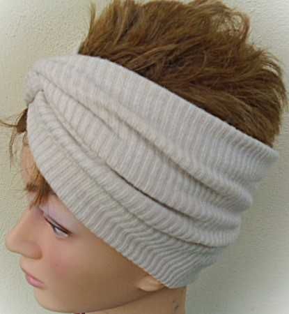 szeroka opaska - turban jaśniutki kremowy beż