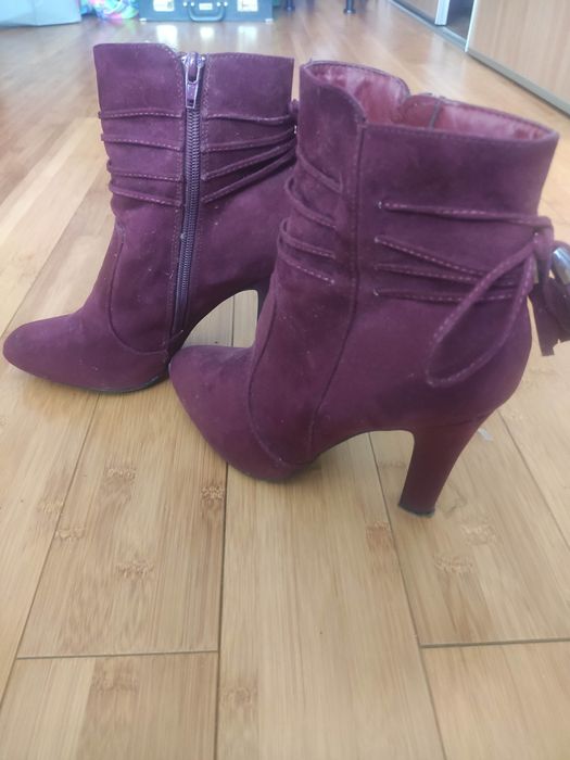 Kozaki 39 zamsz bordowe śliwka  Jenny fairy