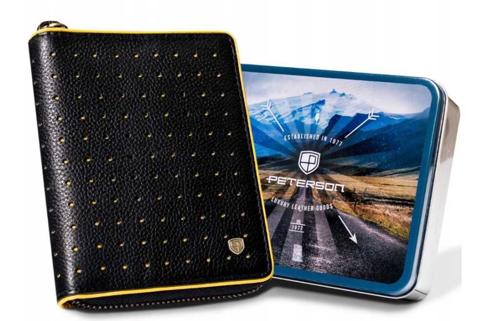 Peterson portfel skóra naturalna PTN 340.03 BL+YELLOW mężczyzna ttst76
