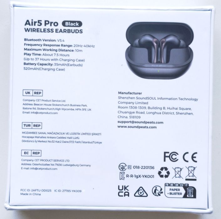 Оригінальні бездротові TWS навушники Soundpeats Air 5 Pro