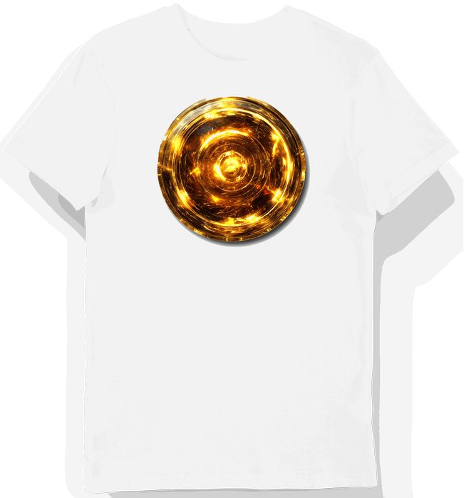 Koszulka męska biała z motywem złotego koła L