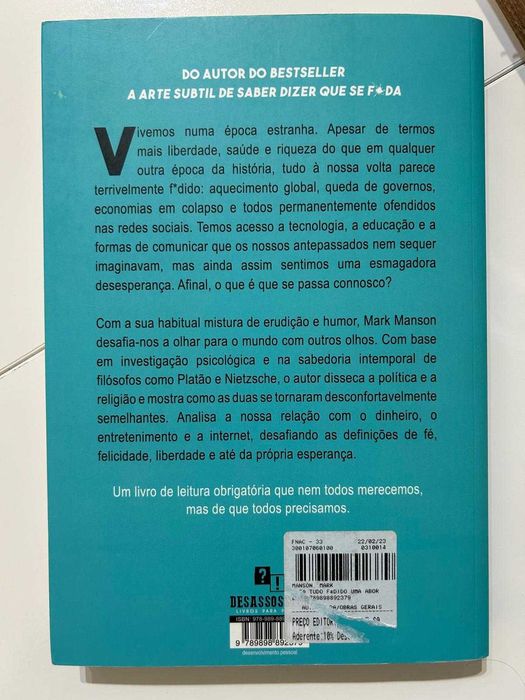 Está Tudo F*dido de Mark Manson - Livro