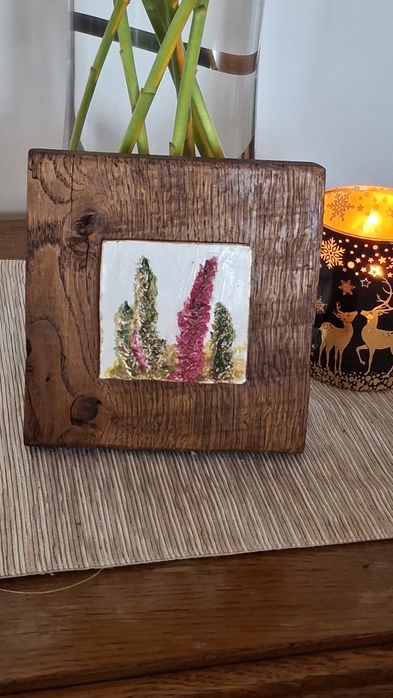 Obrazek na dębowej desce- rękodzieło