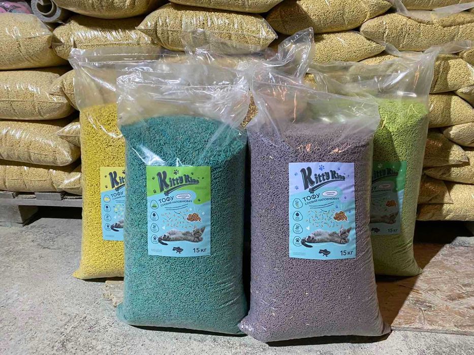 Тофу, комкуючий наповнювач для котів, Tofu з ароматом 15 кг