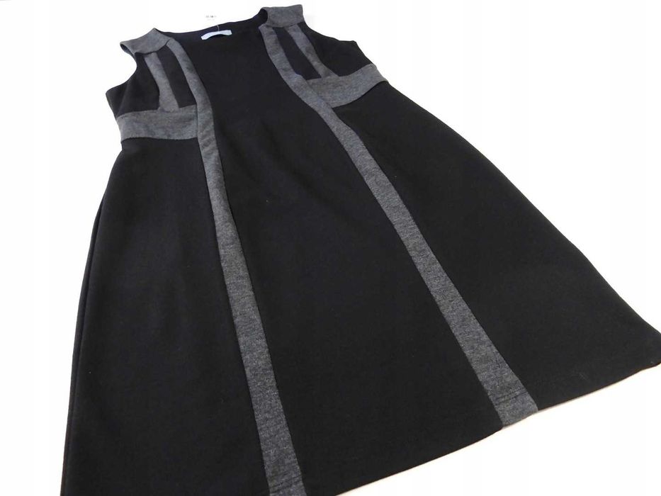 Sukienka czarna szara do kolan biuro praca Wallis 42 XL
