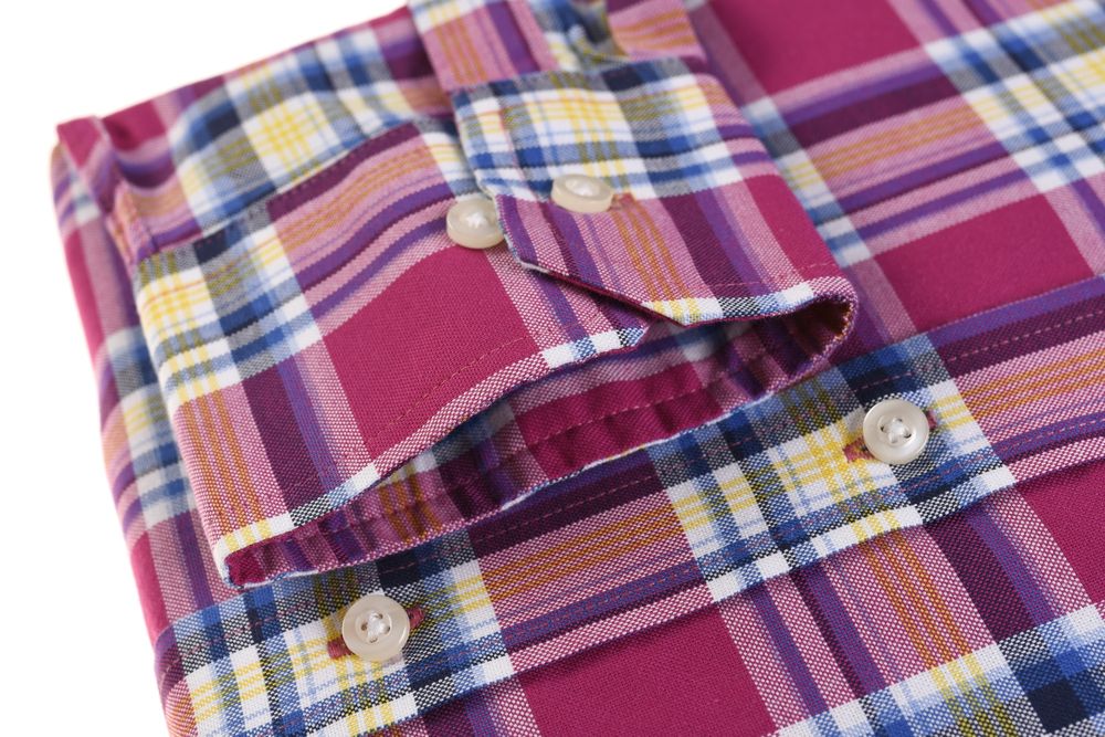 ANDREW JAMES malinowa koszula męska w kratkę FINEST OXFORD XL k 43 44